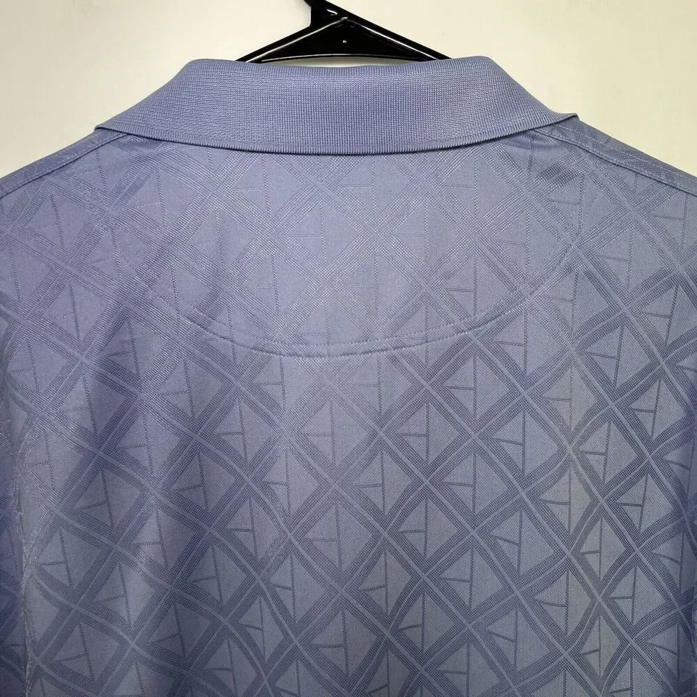 Straight Down Tullymore Golf Polo Mens Size XL Blue Geometric Diamonds Embroider - Picture 10 of 12